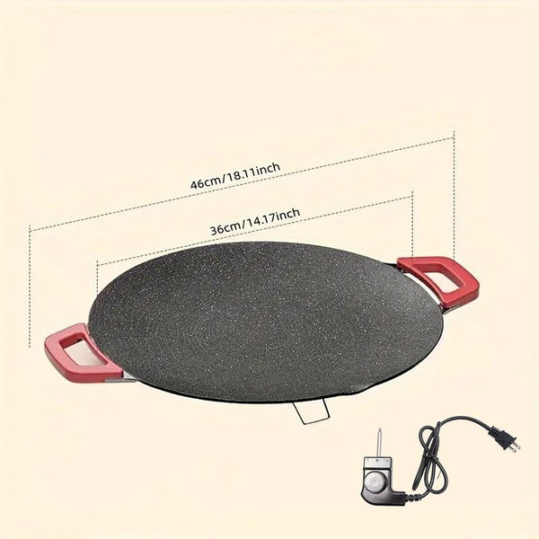 AORAN 1500W Portable Electric Korean BBQ Grill, Indoor Smokeless Grillnon-Stick Grill Pan, Adjustable Temperature Control,Nonstick Surface,Comal