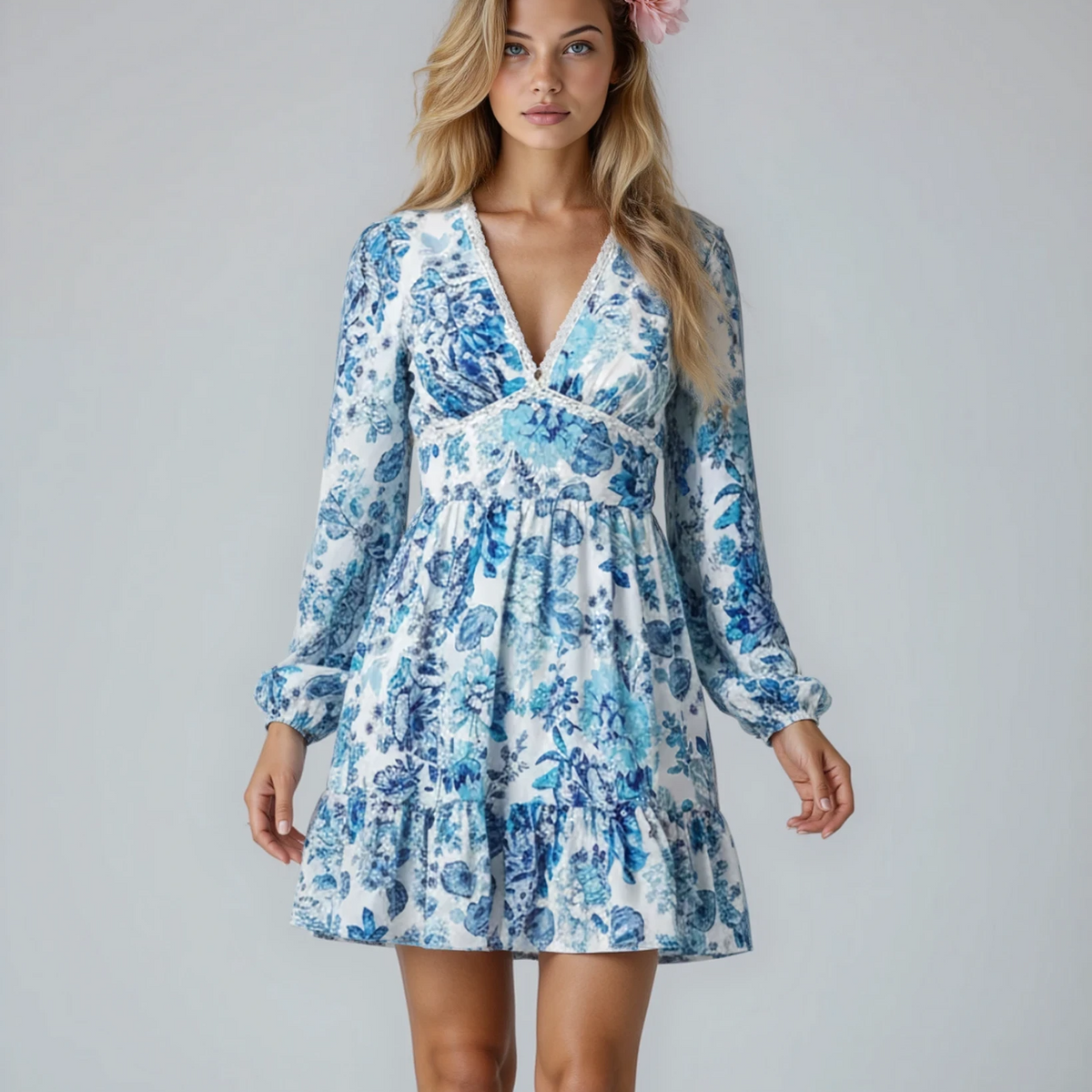 Avery | Floral Mini Dress with Long Sleeves