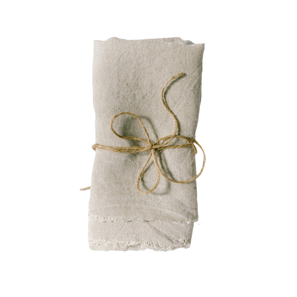 Hand- Fringed Linen Napkin | Set of 4