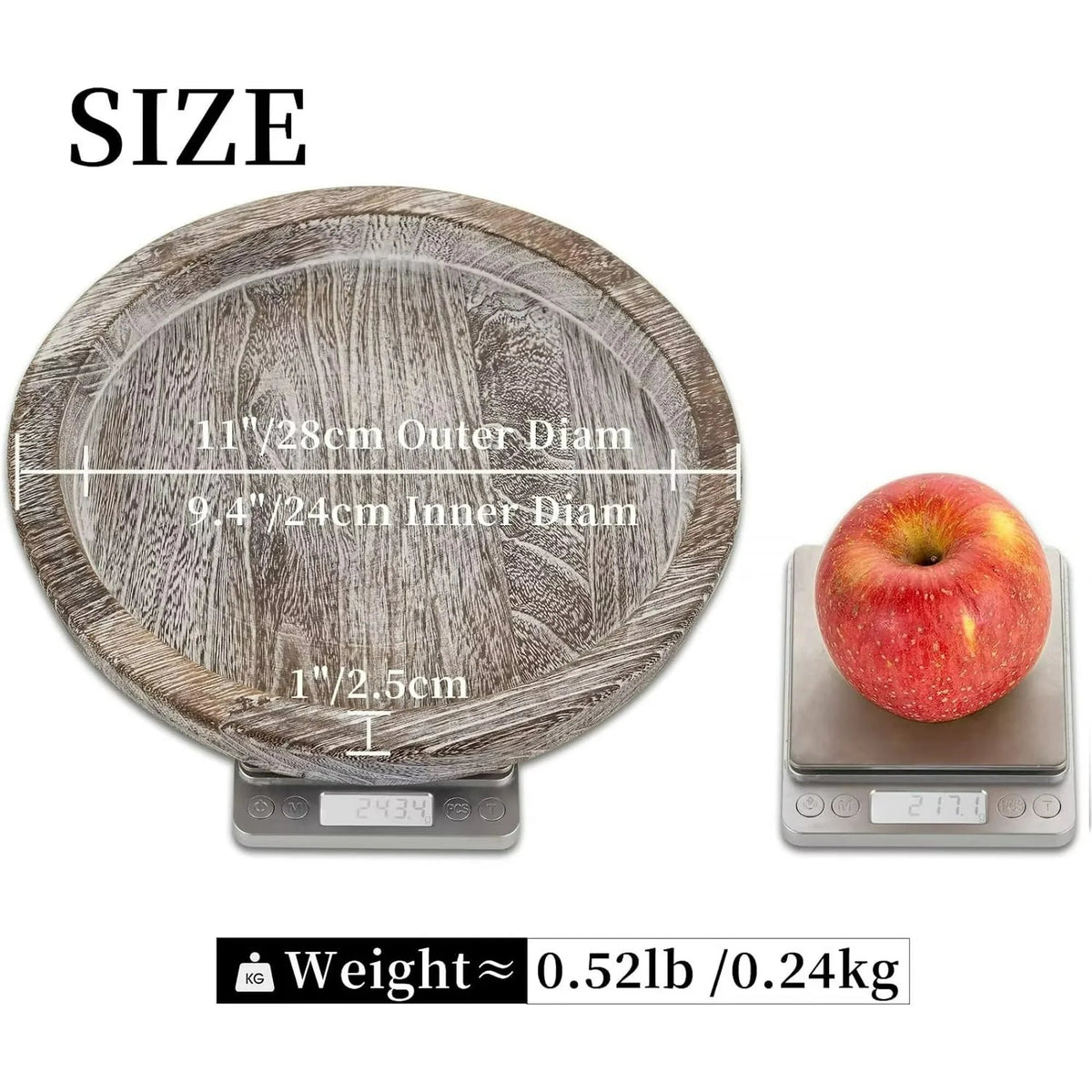 Candle Tray Rustic round Wood Table Centerpiece Decorative Trays Whitewash
