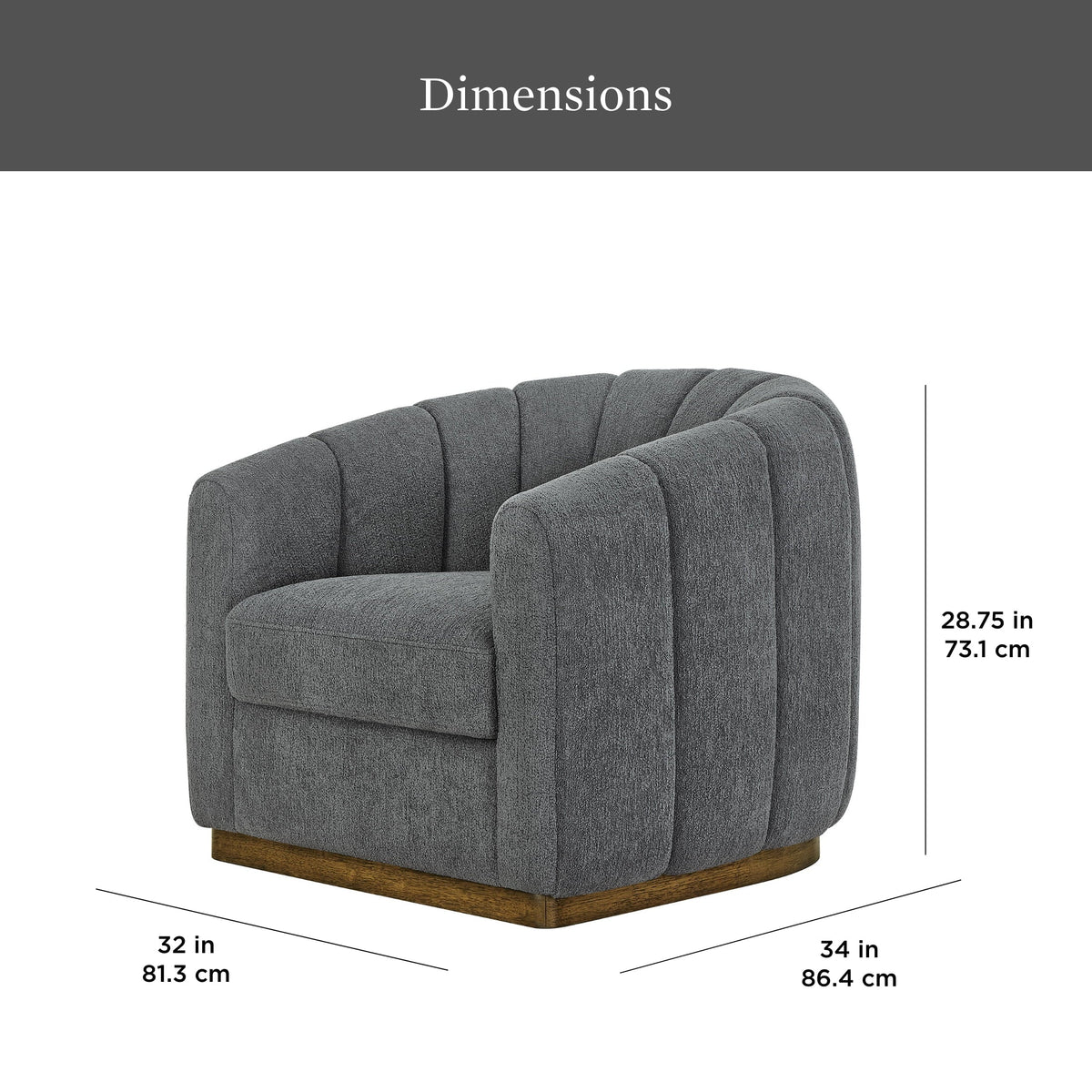 Lillian Accent Swivel Chair, Charcoal Boucle