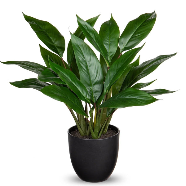 17'' Artificial Potted Plants Fake Greenery Cast Iron Plant Indoor Realistic Faux Plants with Black Pot Home Decor