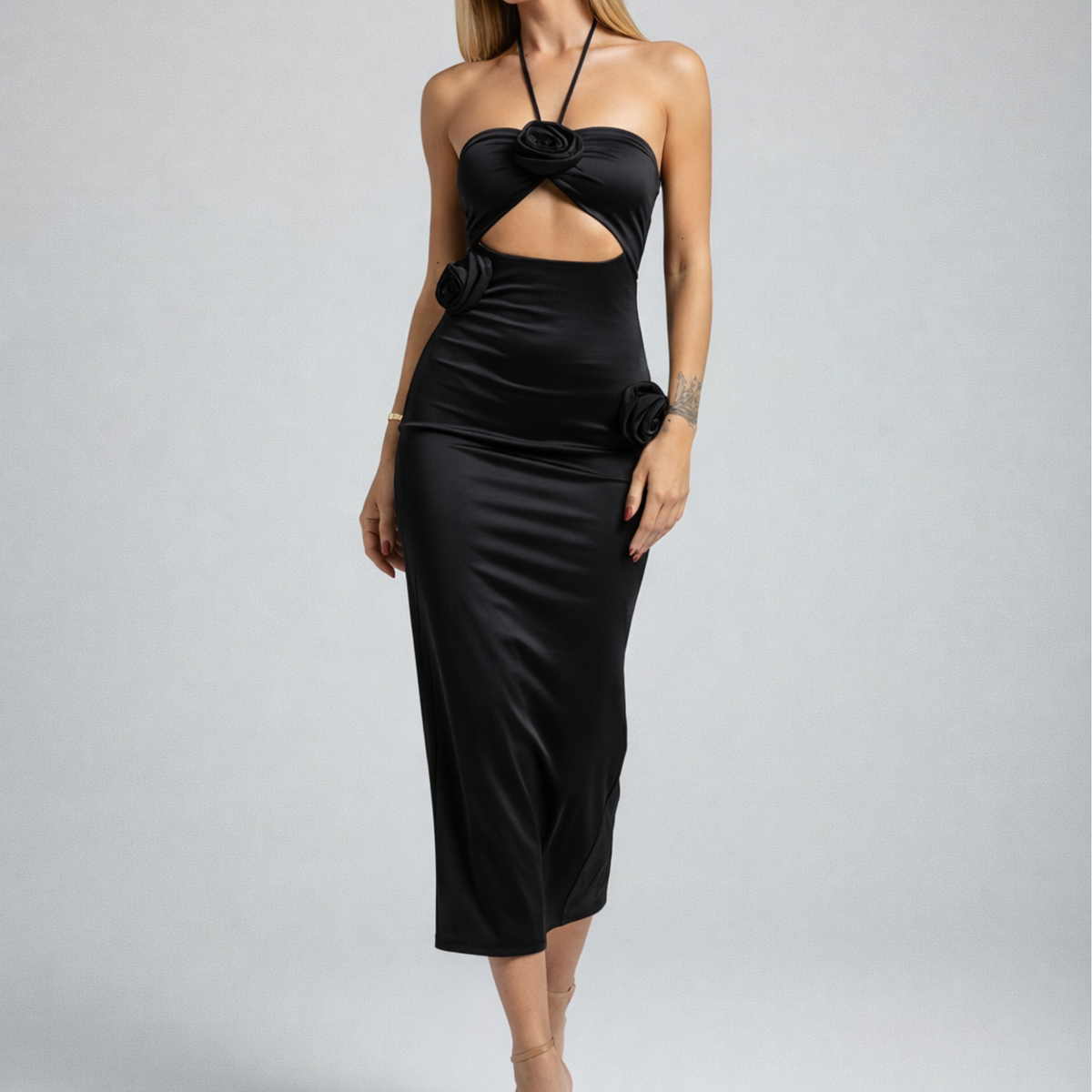 Rosalia | Midi Dress with Halter Neck