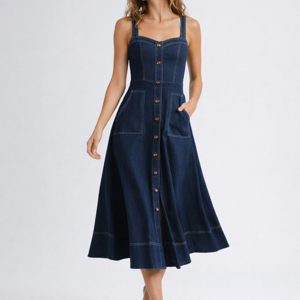 Romy | Denim Midi Dress
