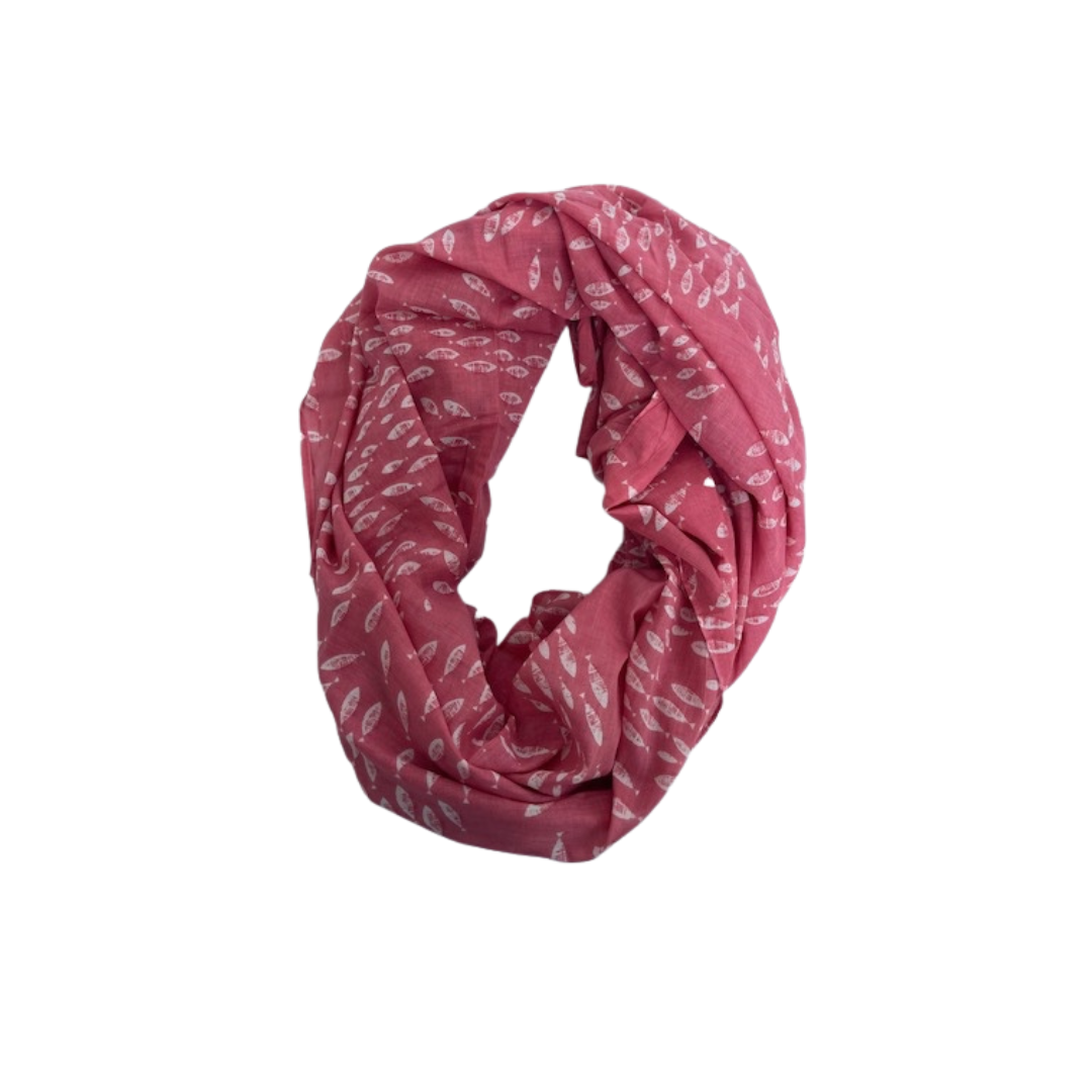Pareo/Scarf | Pink Fish Pattern