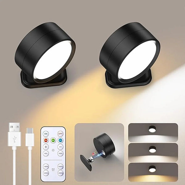 Battery Operated Wall Sconce, Rechargeable LED Wall Mounted Lights with Remote, Touch and 360° Rotate Dimmable, Magnetic Wall Sconce Lamp 3 Colors for Bedroom Bedside