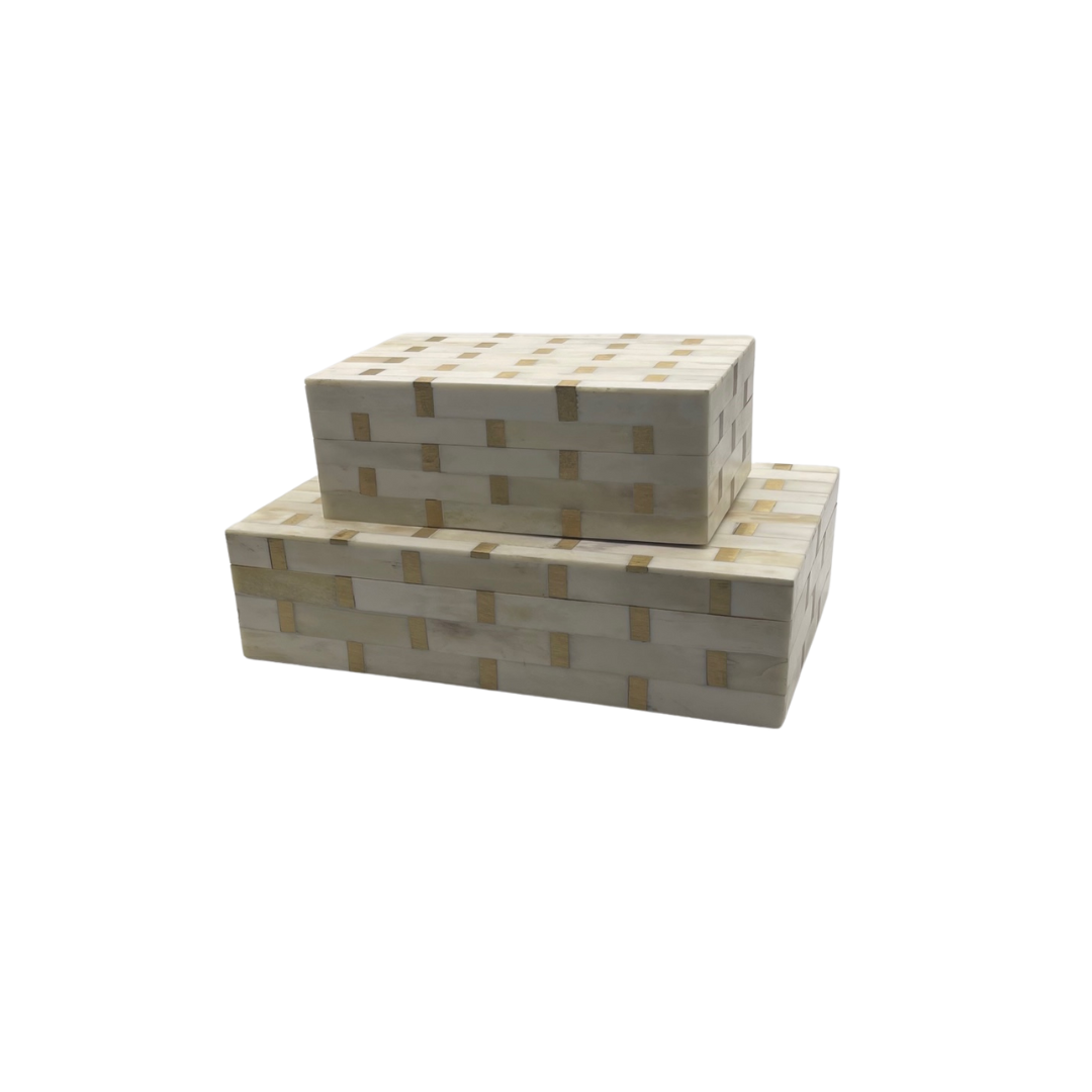 White and Gold Rectangle Box | Medium