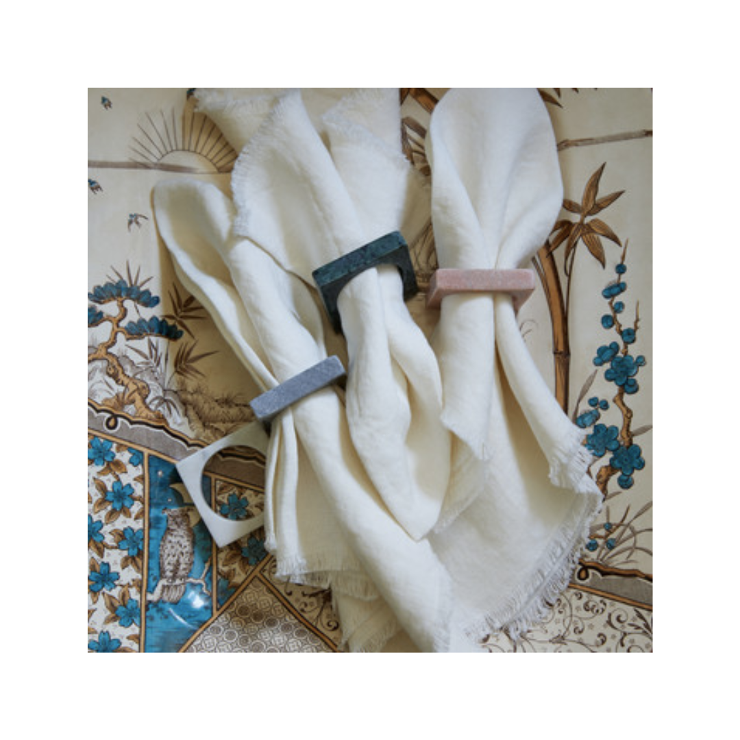 Marble Napkin Rings Set Of 2 | White