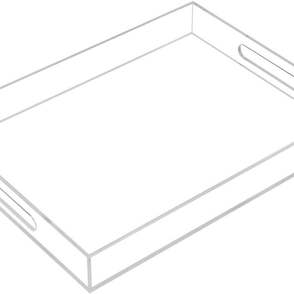 Clear Sturdy Acrylic Serving Tray with Handles-12X16Inch-Serving Coffee,Appetizer,Breakfast,Butler-Kitchen Countertop -Makeup Drawer Organizer-Vanity Table -Ottoman