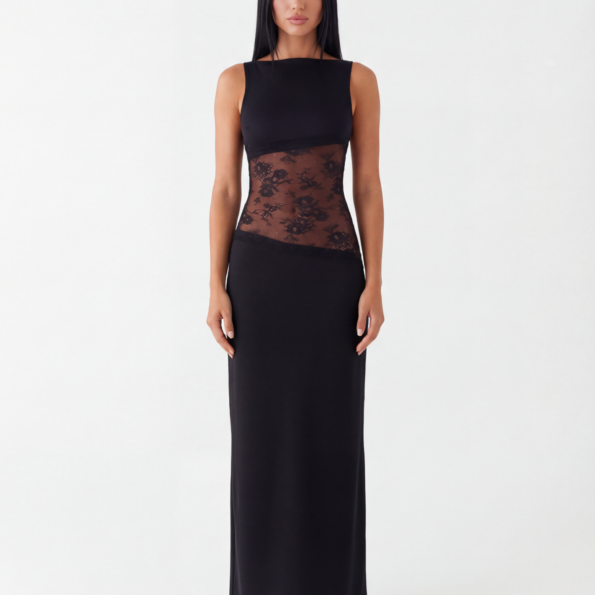 Marta | Lace Waist Open Back Maxi Dress