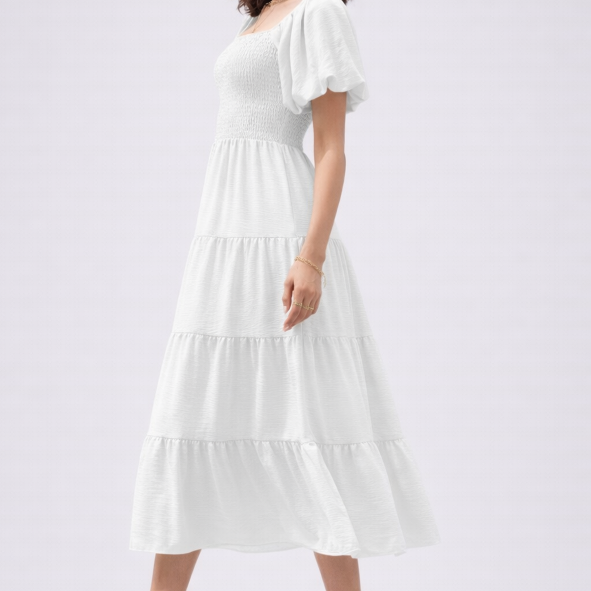 Evie | Midi Dress with Smocked Bodice