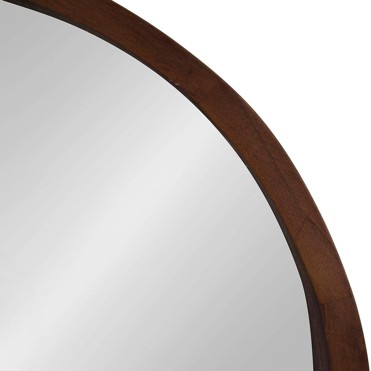 Hutton round Decorative Modern Wood Frame Wall Mirror, 22 Inch Diameter, Walnut Finish