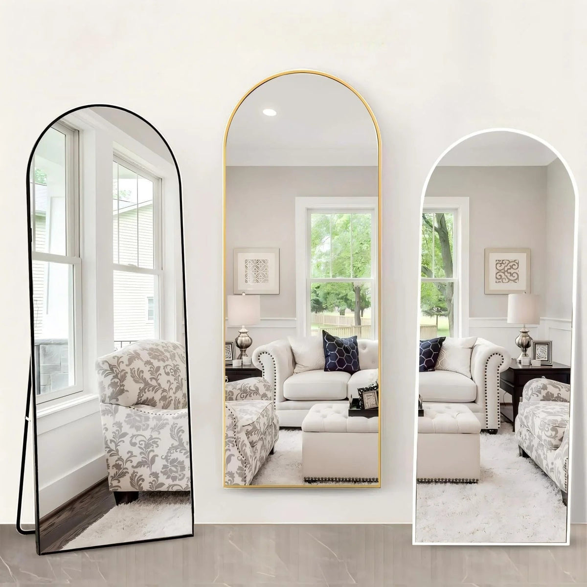 71"X27.1" Arch Full Length Mirror Oversized Floor Mirrors for Standing Leaning, Black