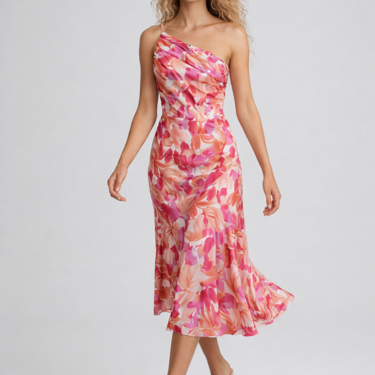 Livia | One-Shoulder Floral Midi Dress