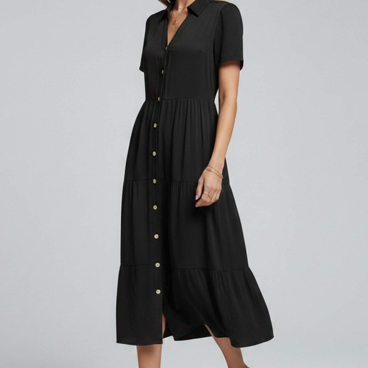 Amara | Midi Dress with Button-Front