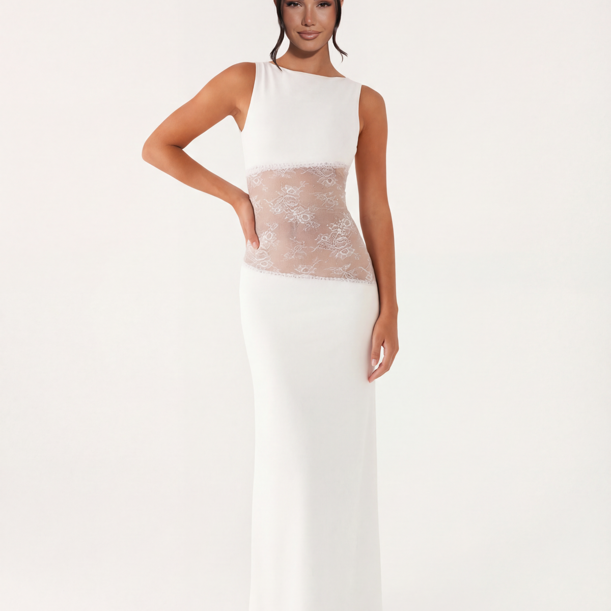 Marta | Lace Waist Open Back Maxi Dress