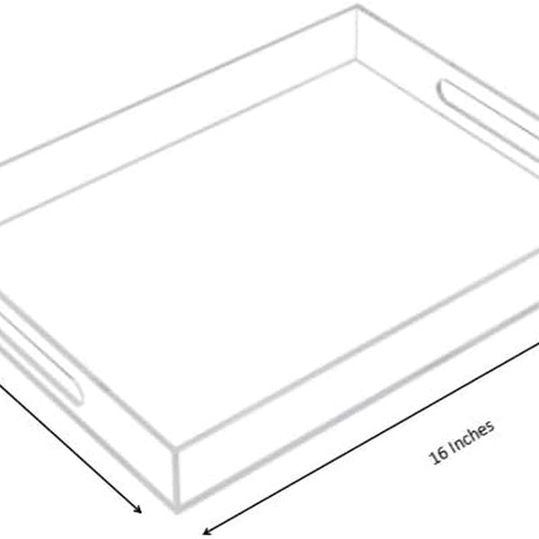 Clear Sturdy Acrylic Serving Tray with Handles-12X16Inch-Serving Coffee,Appetizer,Breakfast,Butler-Kitchen Countertop -Makeup Drawer Organizer-Vanity Table -Ottoman