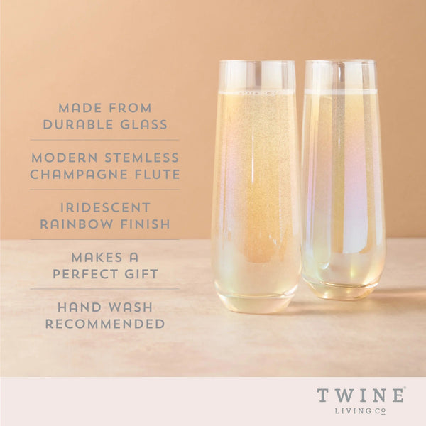 Luster Champagne Flutes for Outdoor, Home Bar Gifts, 10 Oz Set of 2