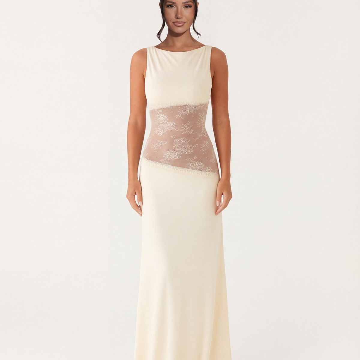 Marta | Lace Waist Open Back Maxi Dress