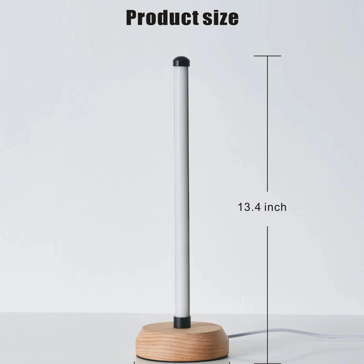 Simple Designs, Wood Base Mini Table Lamp, 13.4" H,Black,3-Color Temperature
