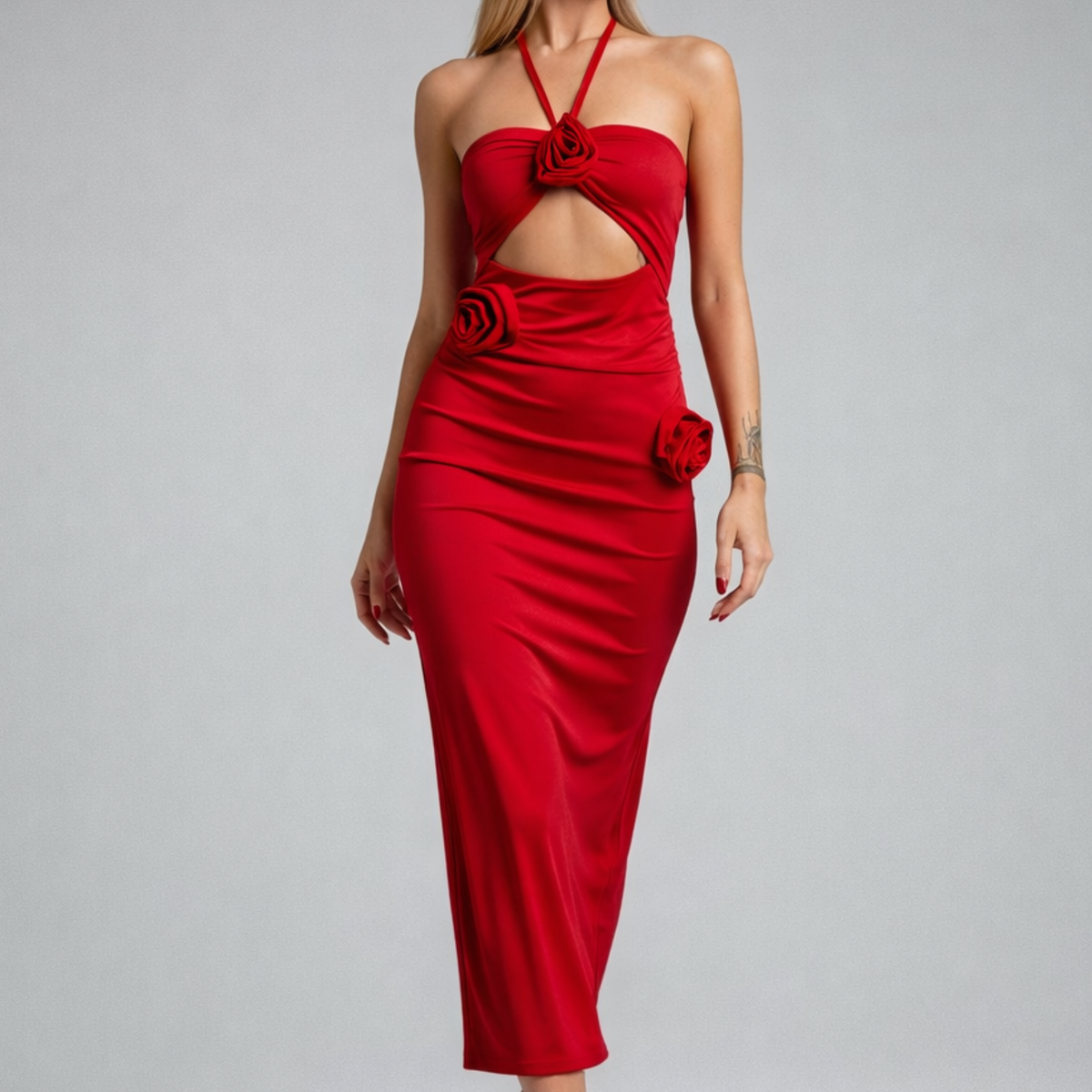 Rosalia | Midi Dress with Halter Neck