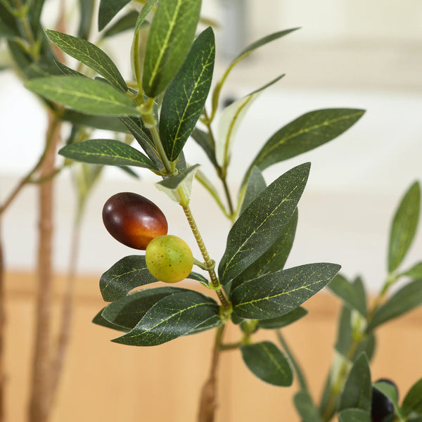 2 Pack 6 Ft Artificial Olive Plants with Realistic Leaves and Natural Trunk, Silk Fake Olive Tree in Black Plastic Pot, Faux Olive Tree for Office Home