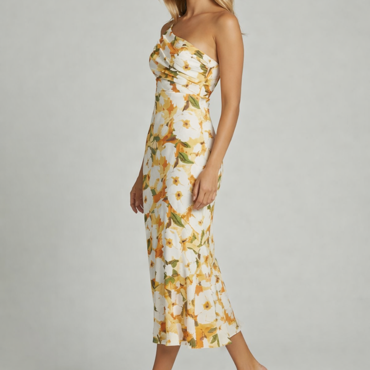 Livia | One-Shoulder Floral Midi Dress