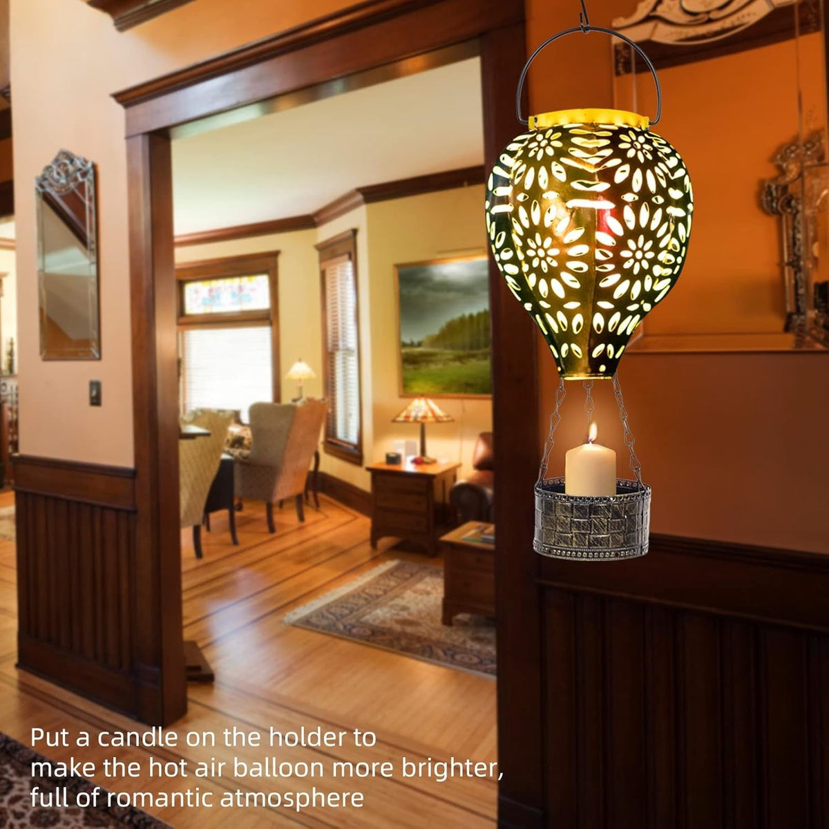 Solar Hot Air Balloon Lantern, Hanging Lanterns Outdoor Waterproof Decorative Me