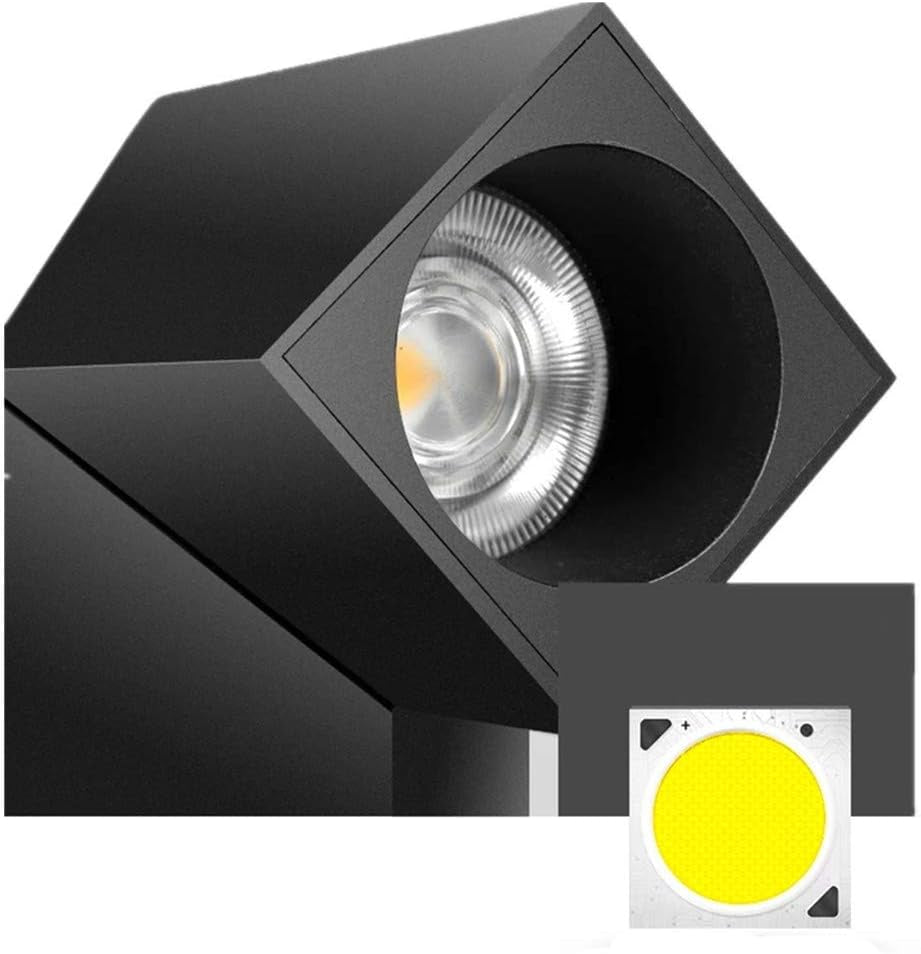 LED Indoor Ceiling Spotlight 360°Adjustable Wall Light - Art DIY Spotlights -12W Warm White Light 3000K Ceiling Downlight -Surface Mounted COB Lighting Swivel Lamp (Black-3000K)