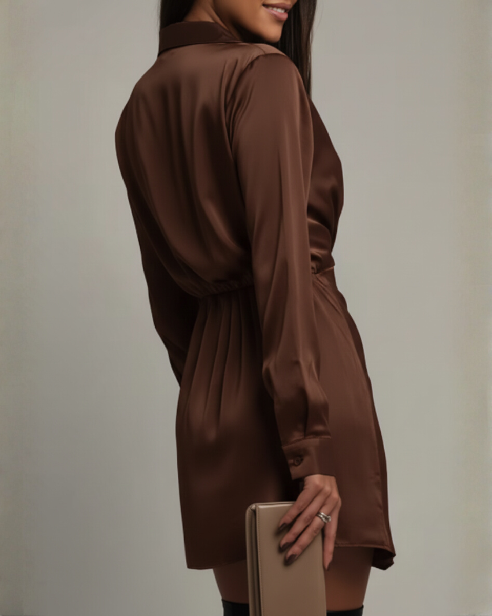 Elena | Long Sleeve Mini Dress with Wrap Detail