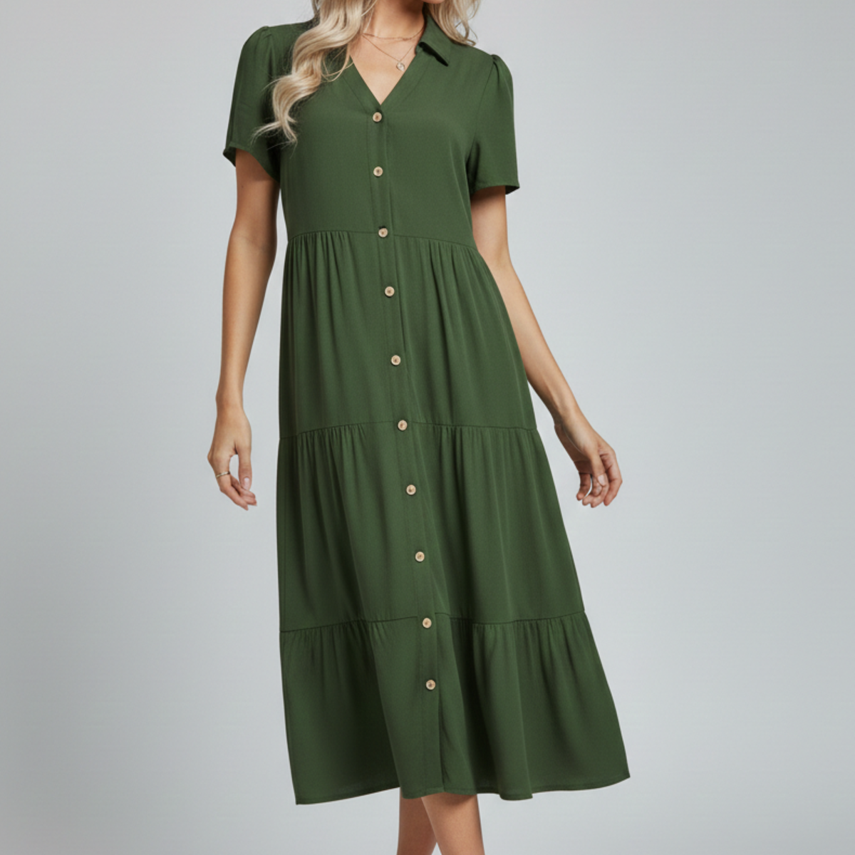 Amara | Midi Dress with Button-Front