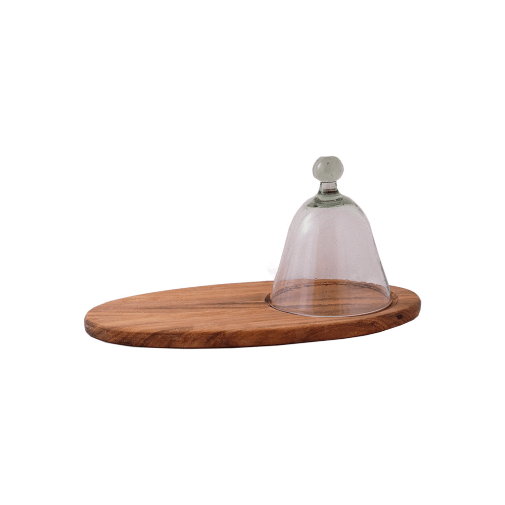 Glass Dome with Cheese Board