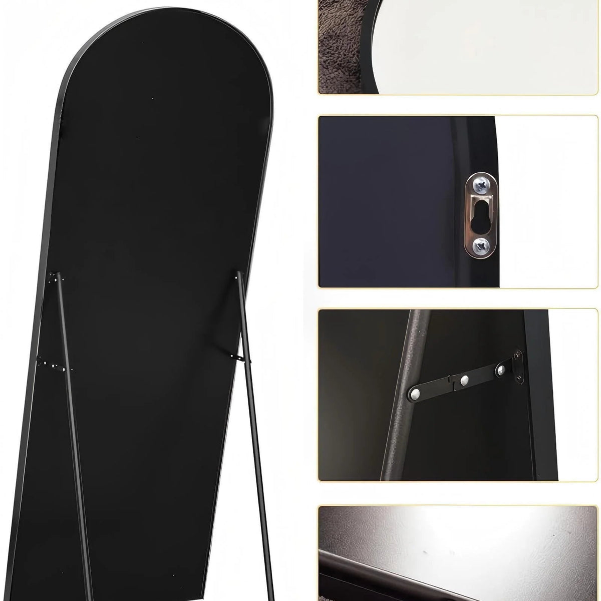 71"X27.1" Arch Full Length Mirror Oversized Floor Mirrors for Standing Leaning, Black