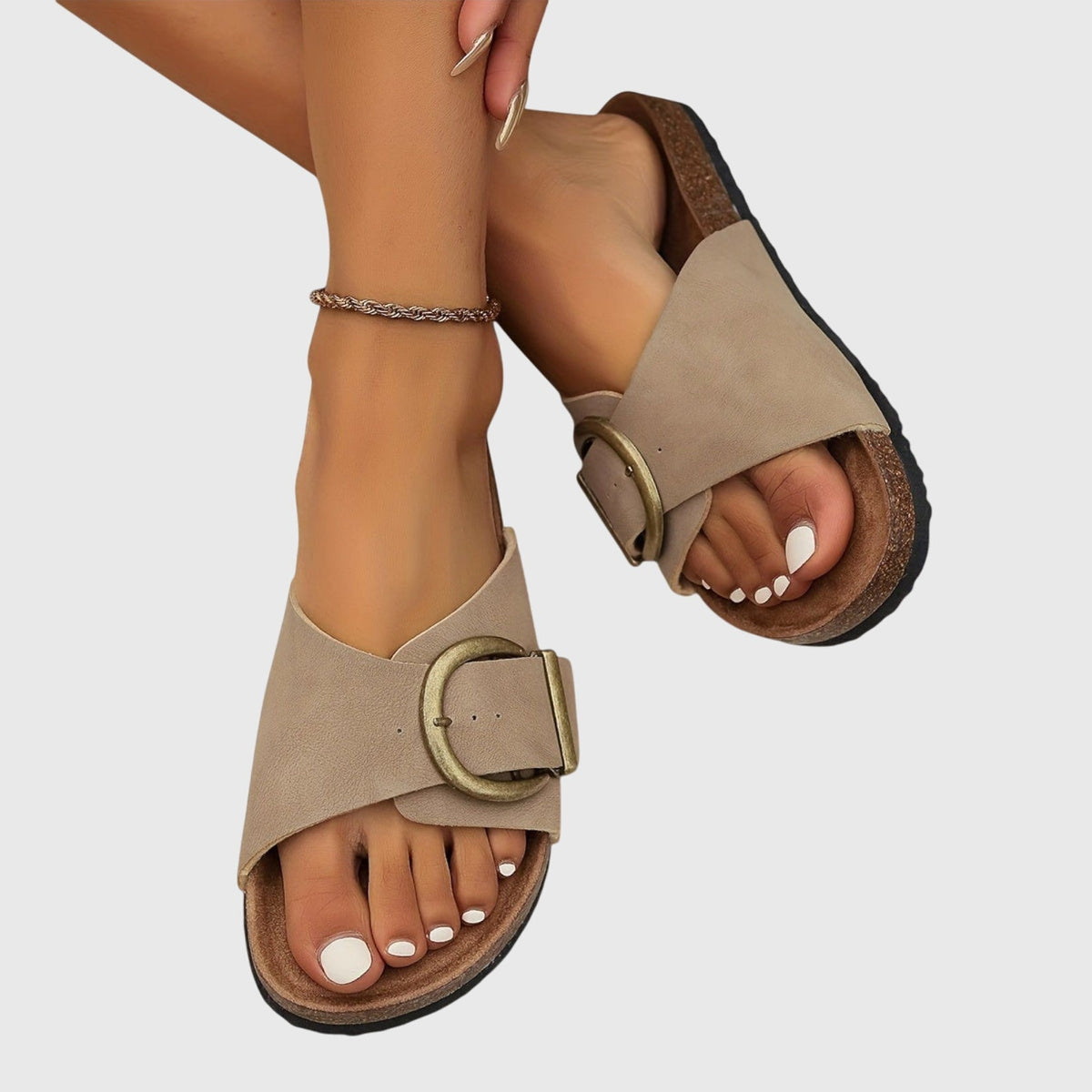 Amber Brown Adjustable Buckle Orthopedic Sandals for Women | Aveline Collection 2