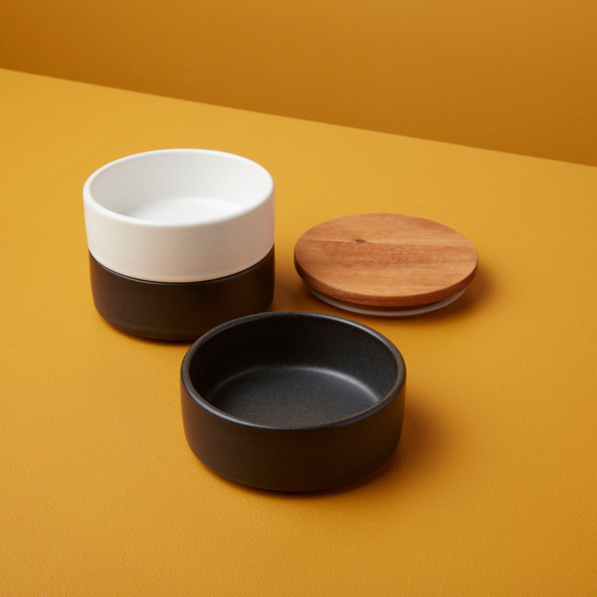 Stoneware & Acacia Stacking Spice Cellar