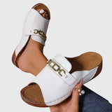 Beige Open Toe Slip-On Flat Sandals Women | Kendra Collection 0