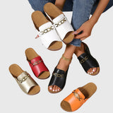 Beige Open Toe Slip-On Flat Sandals Women | Kendra Collection 2