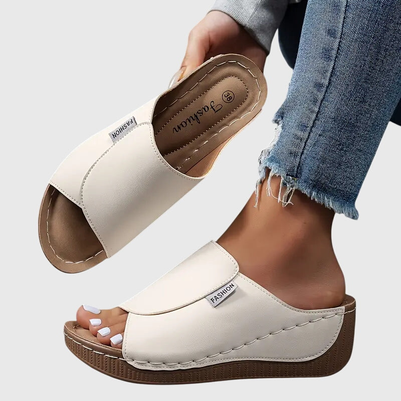 Beige Orthopedic Slip-On Sandals | Estelle Collection 0