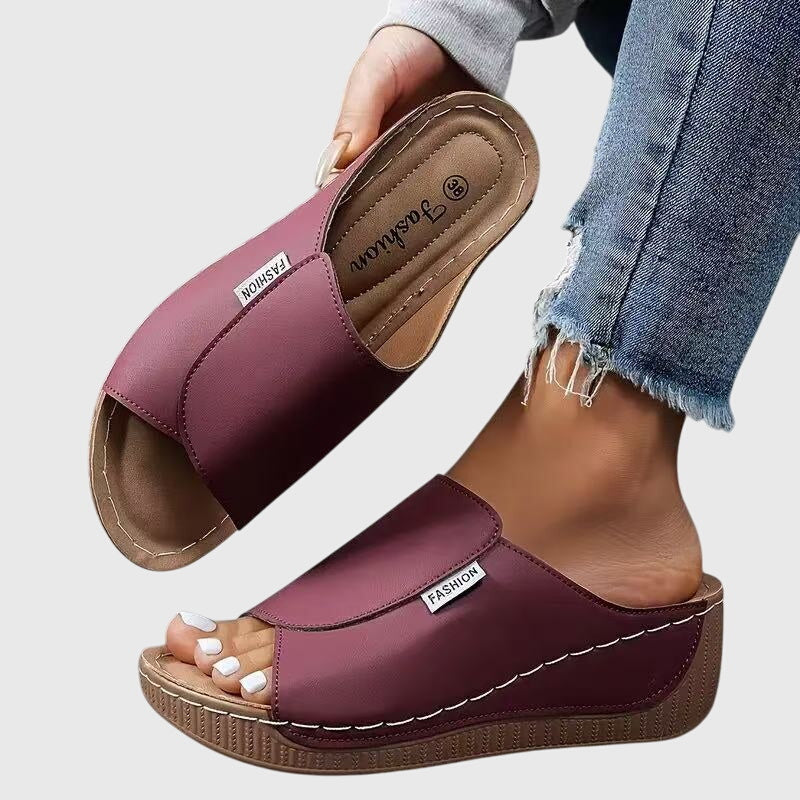 Beige Orthopedic Slip-On Sandals | Estelle Collection 1
