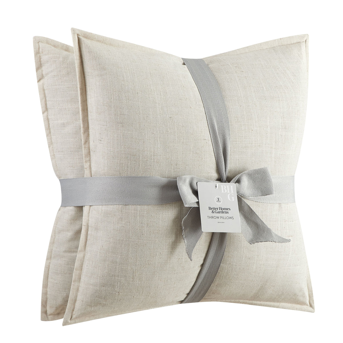 20"X20" 2-Pack Linen Decorative Pillows, Papyrus Beige
