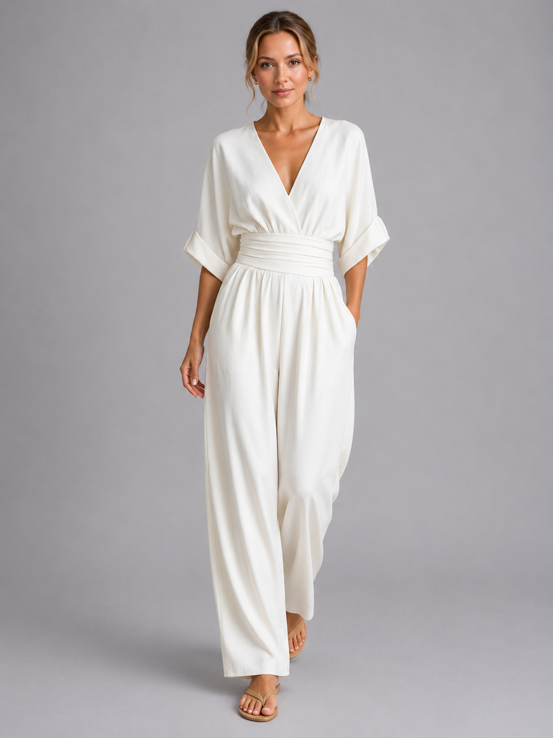 Black Cinched Waist Wide-Leg Jumpsuit Women for Casual Wear | Celeste Collection 0