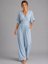 Black Cinched Waist Wide-Leg Jumpsuit Women for Casual Wear | Celeste Collection 1