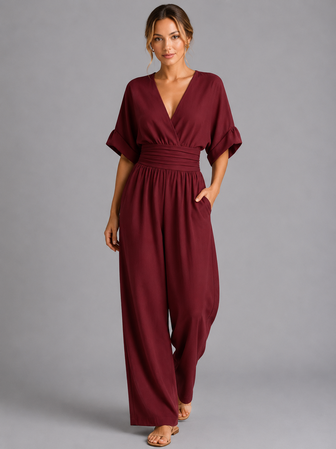 Black Cinched Waist Wide-Leg Jumpsuit Women for Casual Wear | Celeste Collection 3