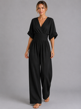 Black Cinched Waist Wide-Leg Jumpsuit Women for Casual Wear | Celeste Collection 5