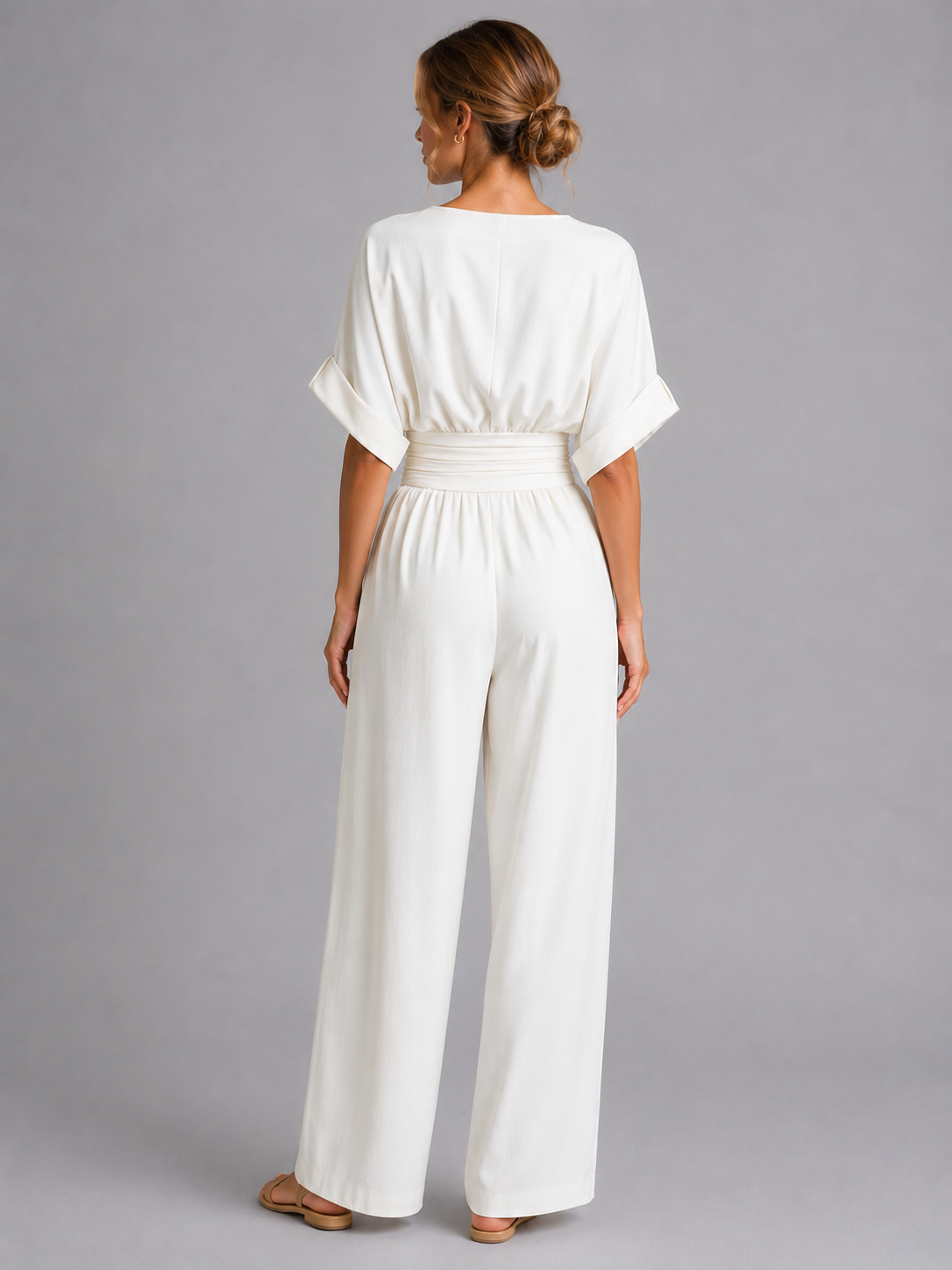 Black Cinched Waist Wide-Leg Jumpsuit Women for Casual Wear | Celeste Collection 6