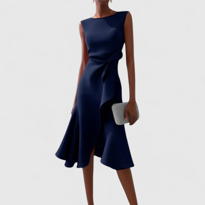 Black Draped Asymmetrical Sleeveless Shift Dress | Mish Collection 2