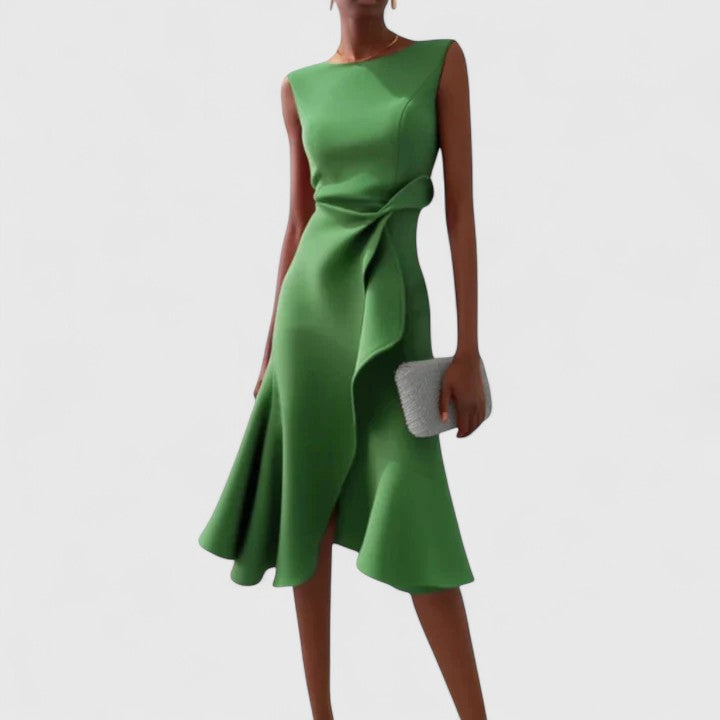 Black Draped Asymmetrical Sleeveless Shift Dress | Mish Collection 3