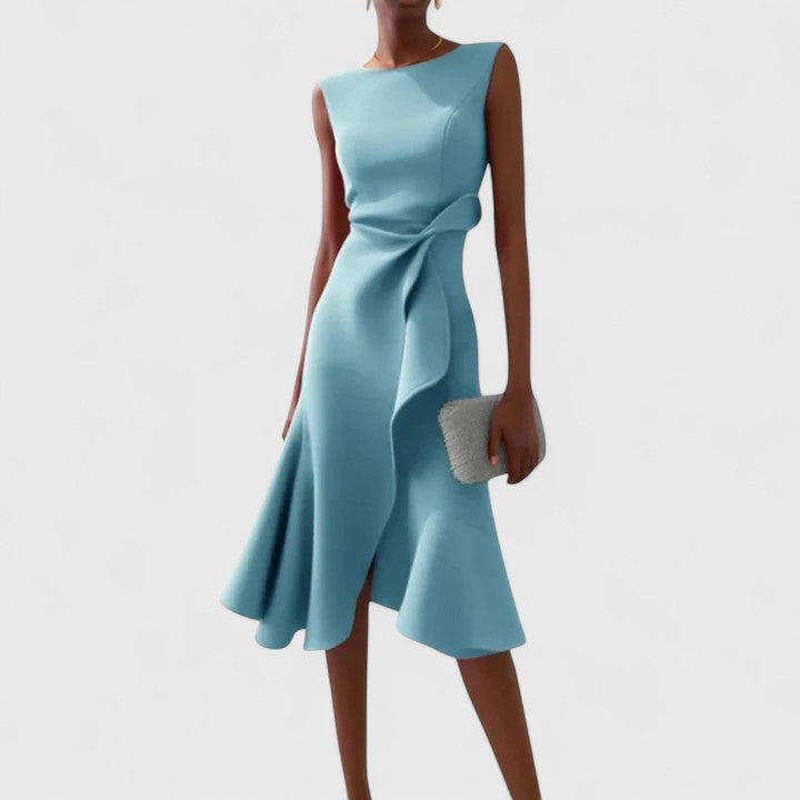 Black Draped Asymmetrical Sleeveless Shift Dress | Mish Collection 4
