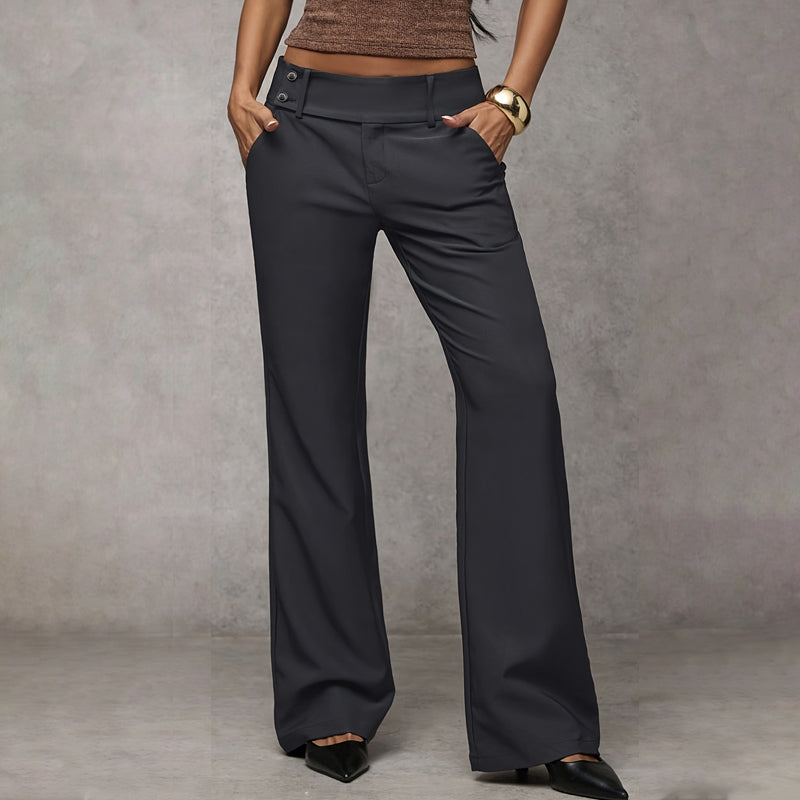 Black High Waist Flared Wide Leg Trousers for Smart-Casual Wear | Willow Collection 3