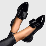 Black Minimalist Rounded Toe Flat Loafers for Women | Avella Collection 1